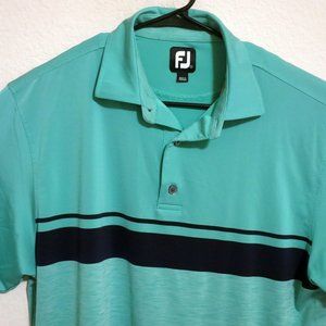 FootJoy Mens Short Sleeve Golf Polo Shirt Size Large Green Black Stripes
